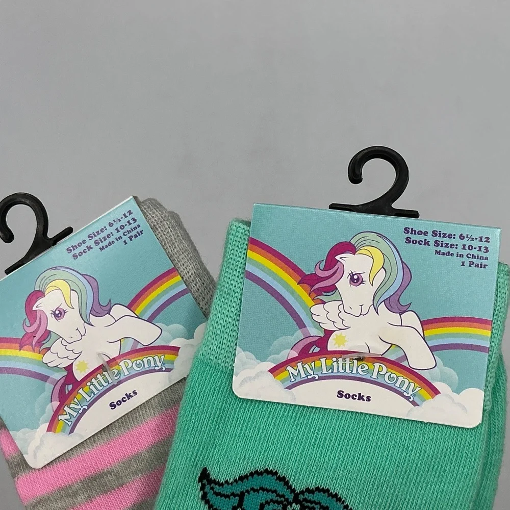My Little Pony Socks Lot  2 pair Womens’s Size 6.5-12 Pink Teal MLP Fan Striped
